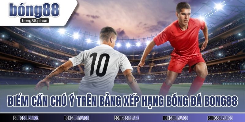 Điểm cần chú ý trên bảng xếp hạng bóng đá BONG88